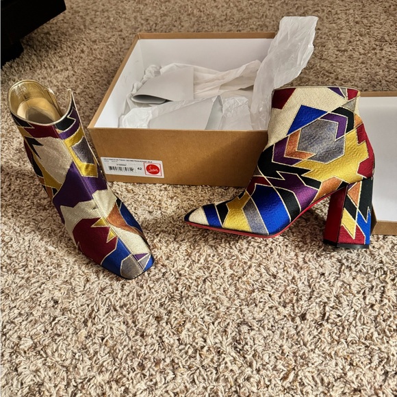 Christian Louboutin Hilconico 85 Tissu Geometrique/Nap Silk 42 - Picture 2 of 10